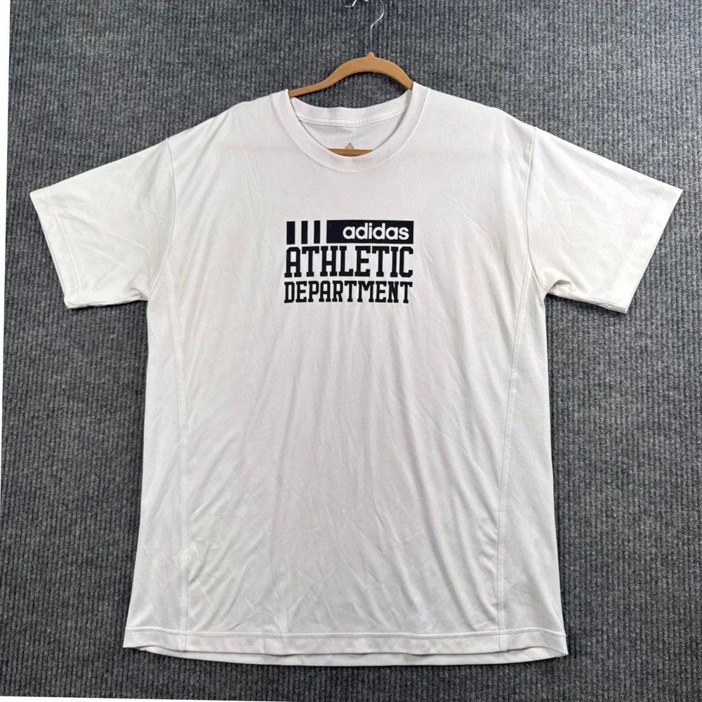 Adidas T-Shirt Mens XL White Athletic‎ Department Graphic Short Sleeve Tee